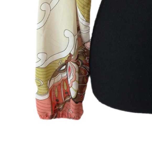 Rue21 ~ Multicolor Paisley Print Long Sleeve Crop Blouse Tie Back Straps size S - Picture 5 of 9